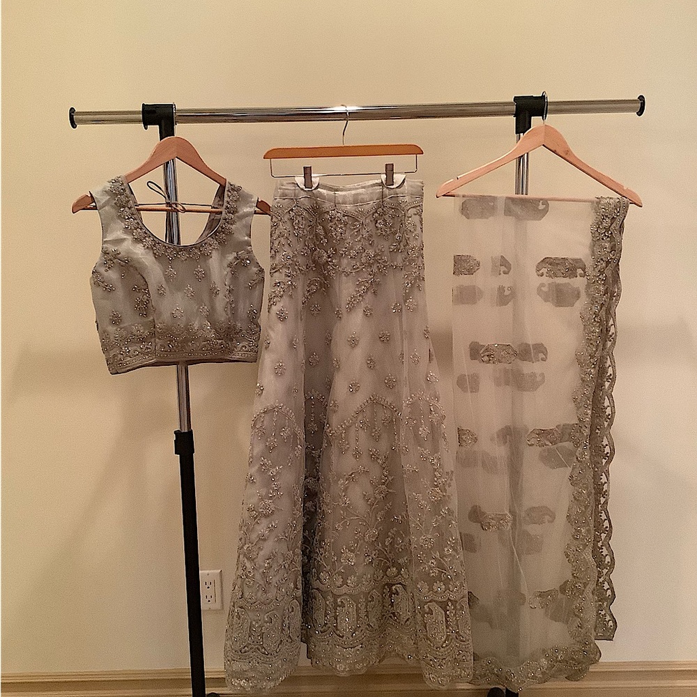 Grey/Silver Embellished Lehenga